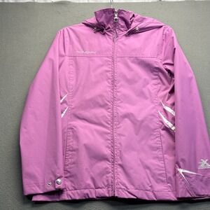 ZeroXposur Womens Windbreaker Jacket Pink Hooded Mesh Lined Reflective Small